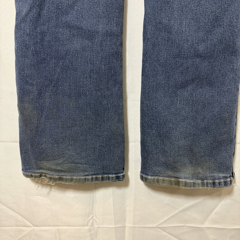 Flamingals Flared Jeans Womens Sz L (32x32) Mid Rise Side Seam Detail Stretch - Picture 7 of 14